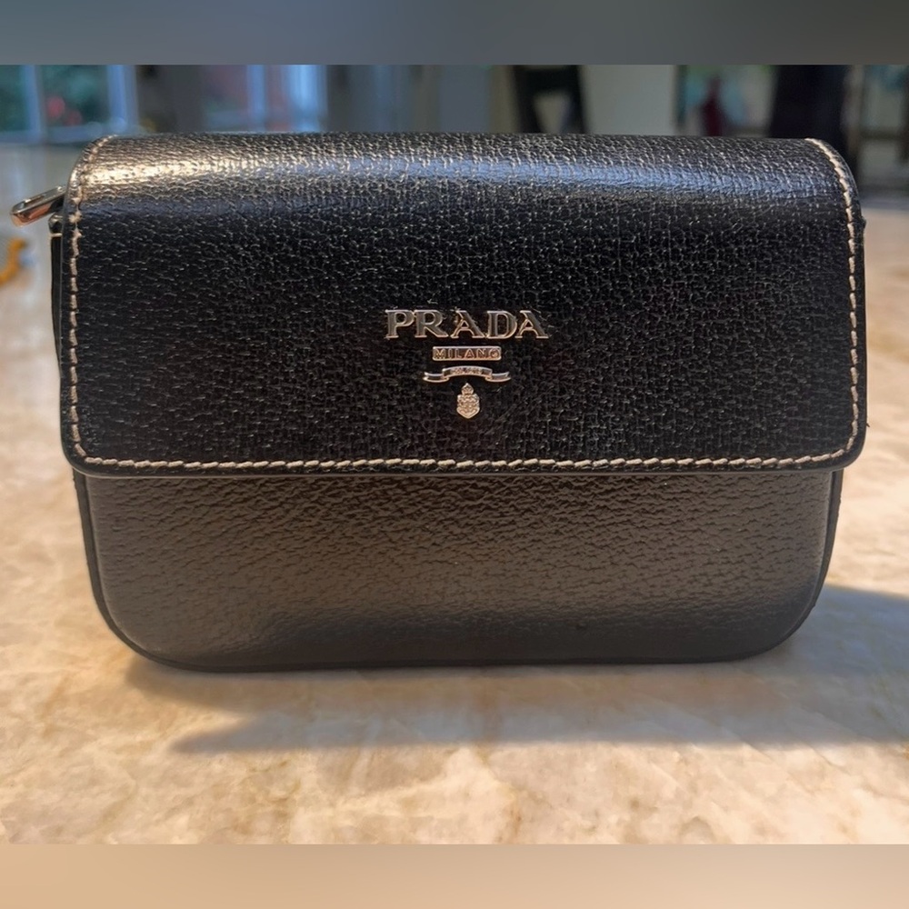 Prada Saffiano Black Leather Clutch